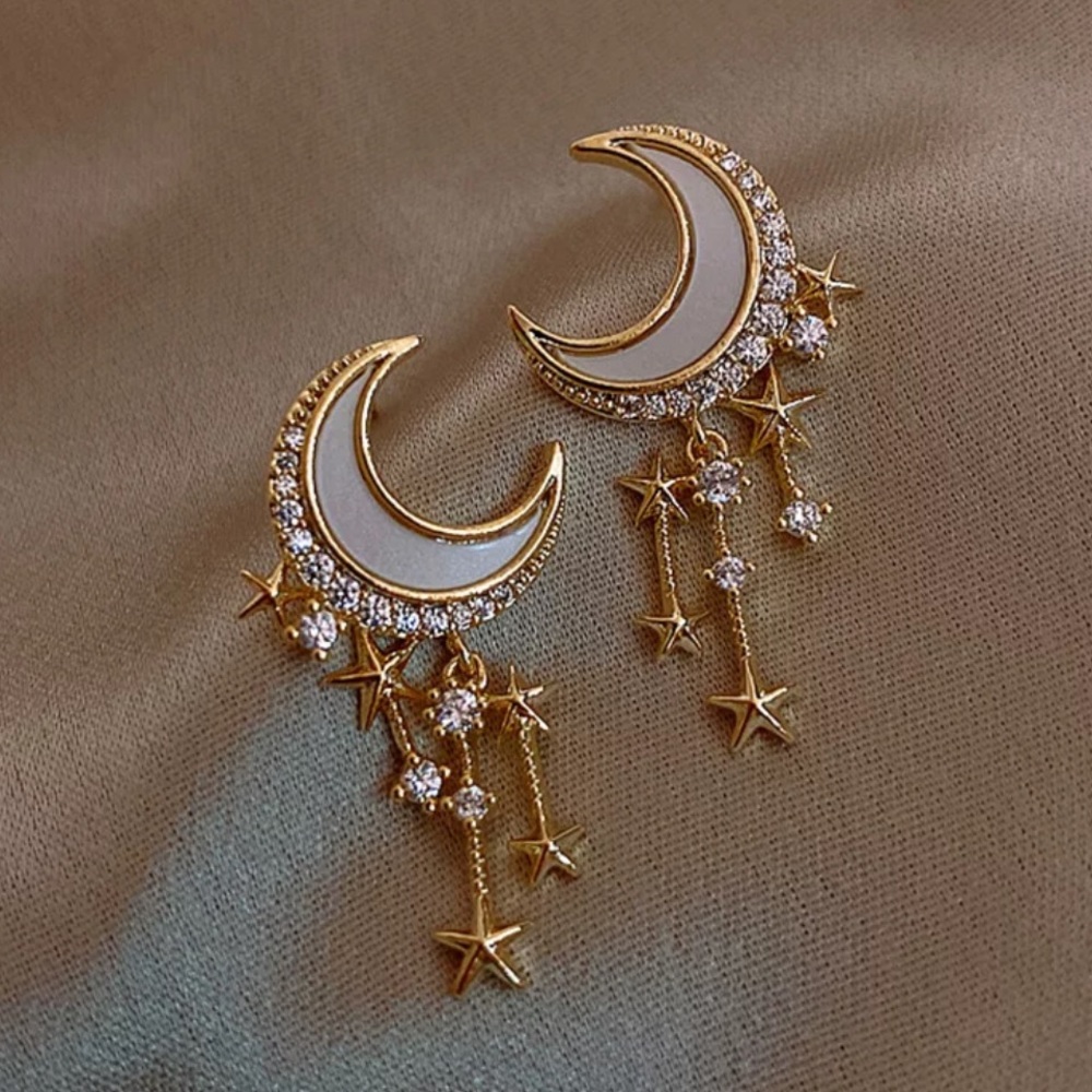 Kelly • Moon + Star Drop Earrings - Picture 1 of 3
